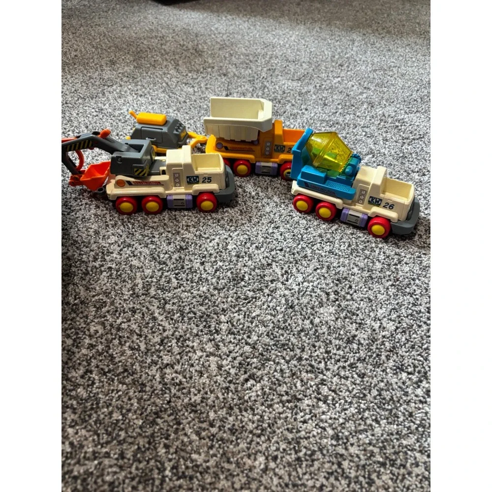 Vintage KW Construction Truck Set 1980s Cement Mixer Excavator Dump Truck 3pc